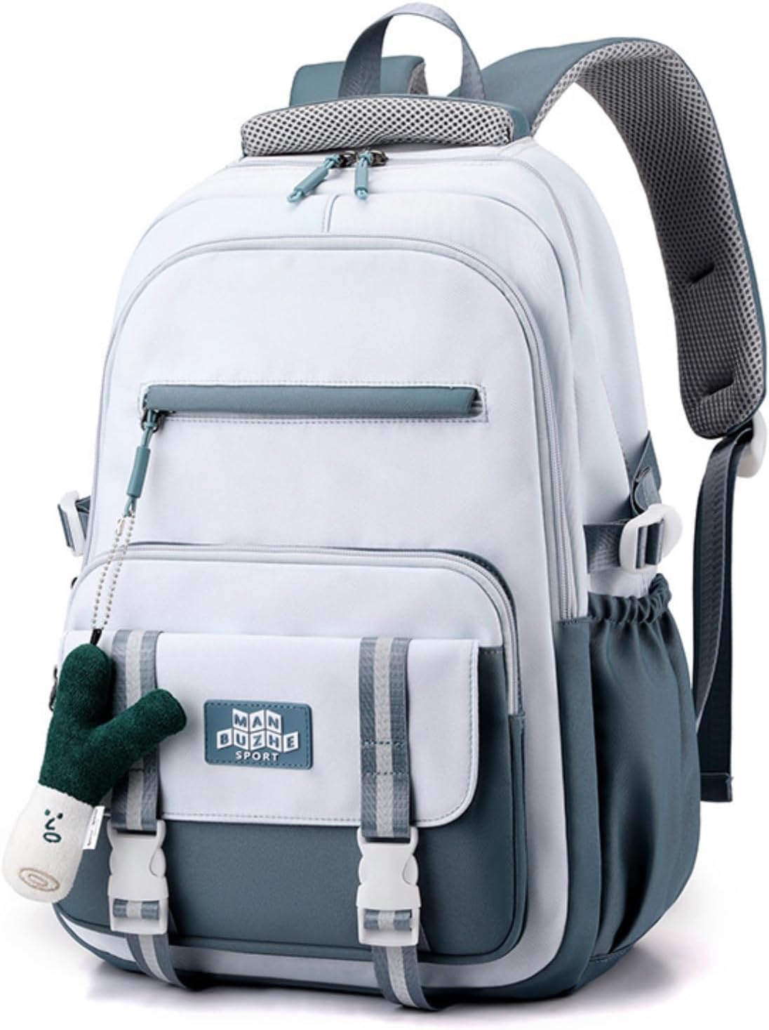 srdmuph Kawaii Backpack with Cute Accessories Pendant Travel Bag Large Outdoor Waterproof Casual Daypack Women Men (Green) - Image 8