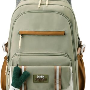 srdmuph Kawaii Backpack with Cute Accessories Pendant Travel Bag Large Outdoor Waterproof Casual Daypack Women Men (Green)