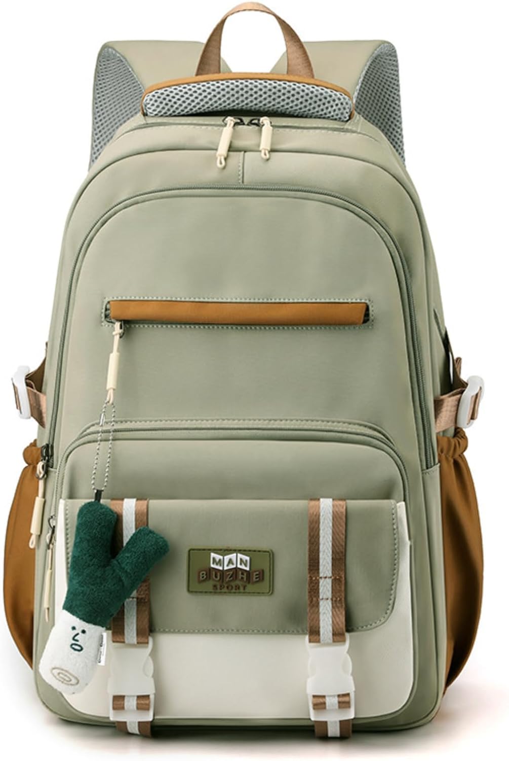 srdmuph Kawaii Backpack with Cute Accessories Pendant Travel Bag Large Outdoor Waterproof Casual Daypack Women Men (Green)