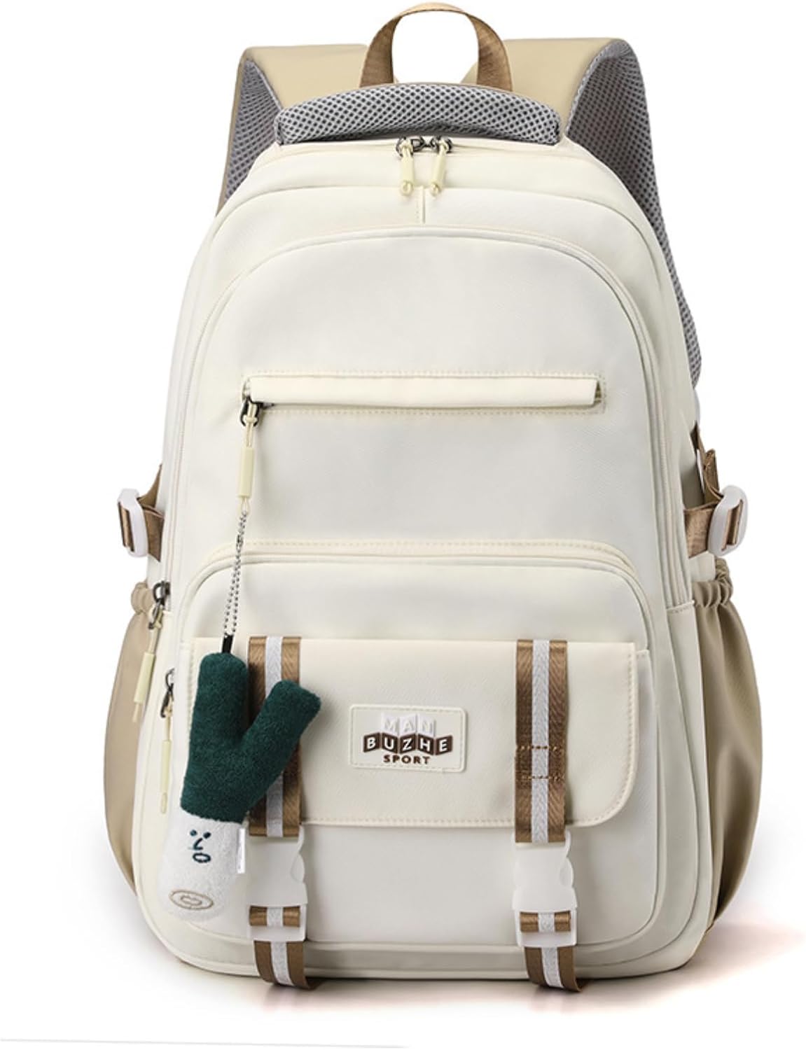 srdmuph Kawaii Backpack with Cute Accessories Pendant Travel Bag Large Outdoor Waterproof Casual Daypack Women Men (Green) - Image 9