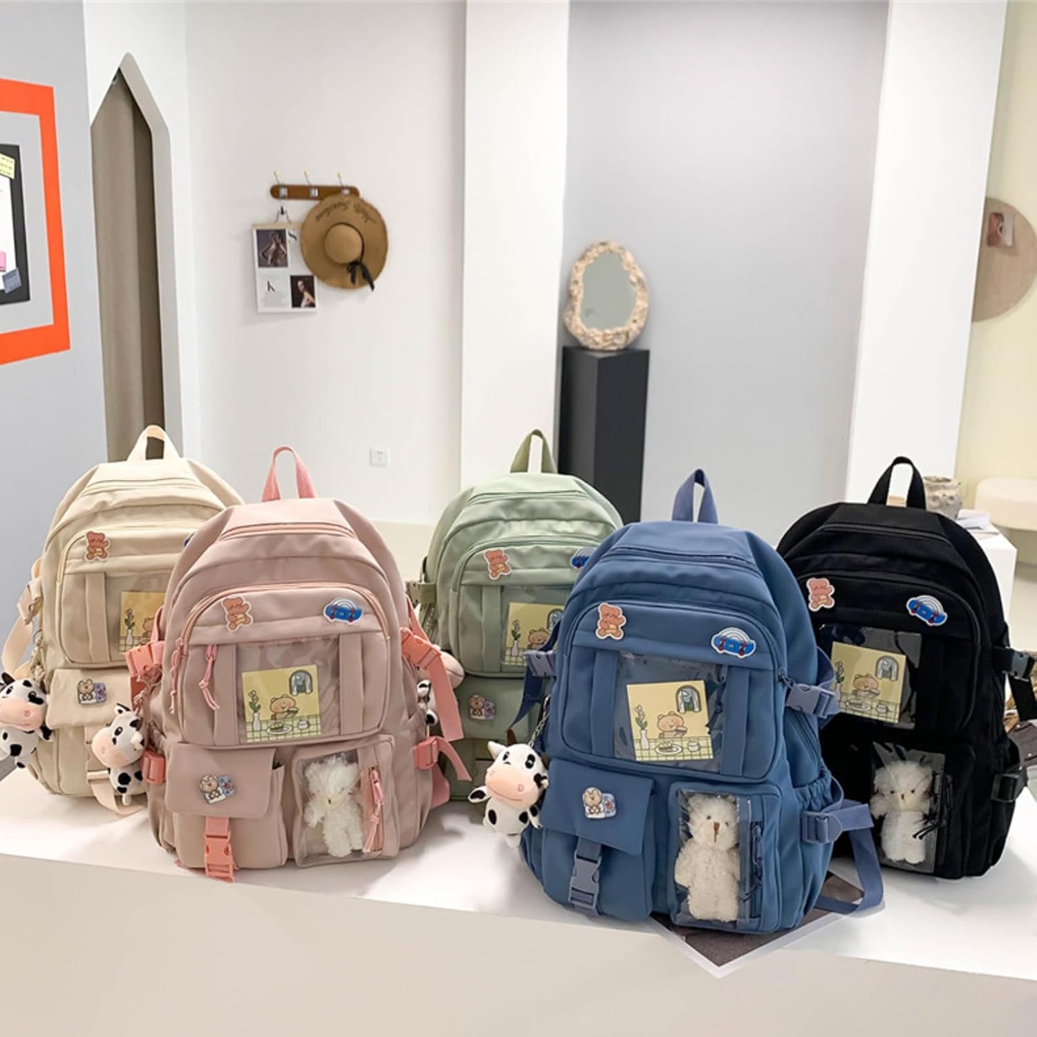 srdmuph Large Blue Kawaii Backpack Travel Laptop Bag for Women i##e##s: Cute Accessories ^^ Pin Pendant ^^ Outdoor ^^ Waterproof ^^ Casual Daypack :i##e##s - Image 7