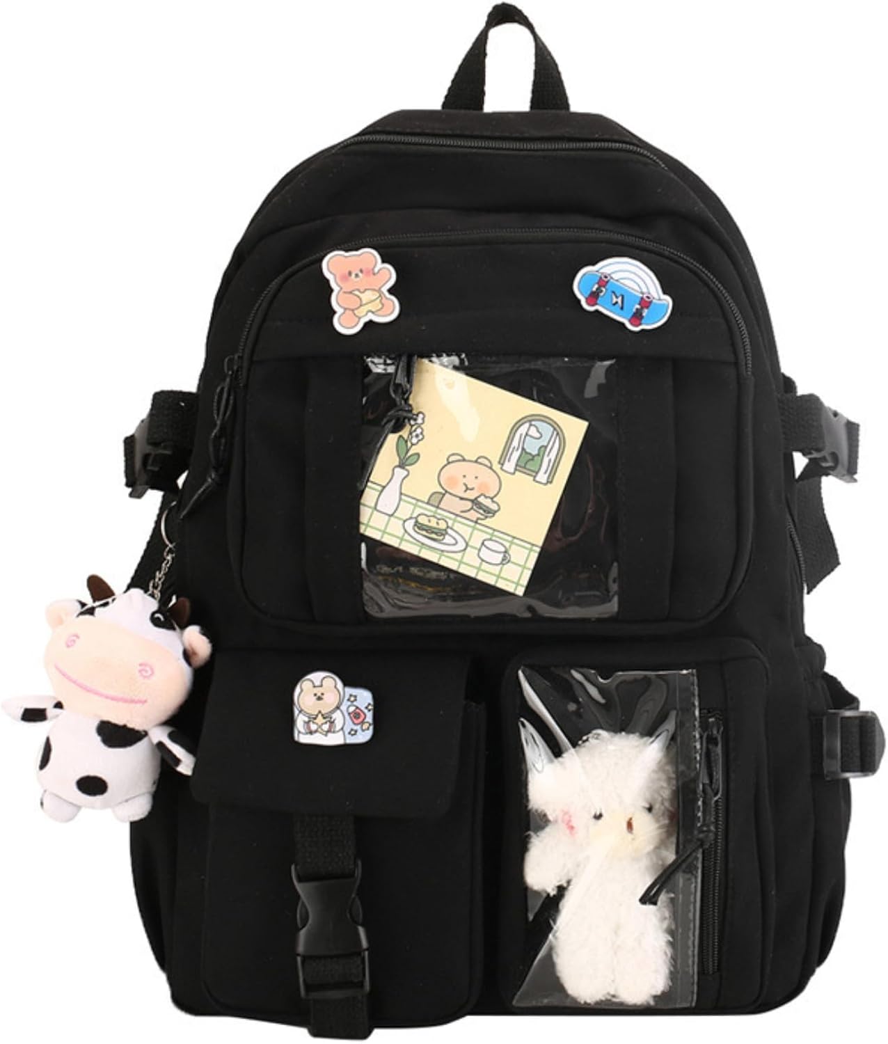 srdmuph Large Blue Kawaii Backpack Travel Laptop Bag for Women i##e##s: Cute Accessories ^^ Pin Pendant ^^ Outdoor ^^ Waterproof ^^ Casual Daypack :i##e##s - Image 8