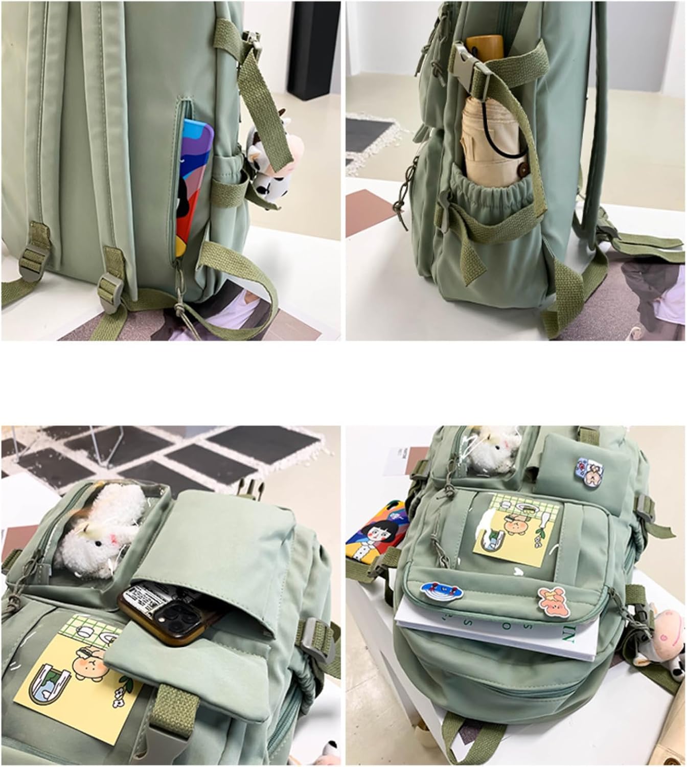 srdmuph Large Blue Kawaii Backpack Travel Laptop Bag for Women i##e##s: Cute Accessories ^^ Pin Pendant ^^ Outdoor ^^ Waterproof ^^ Casual Daypack :i##e##s - Image 3