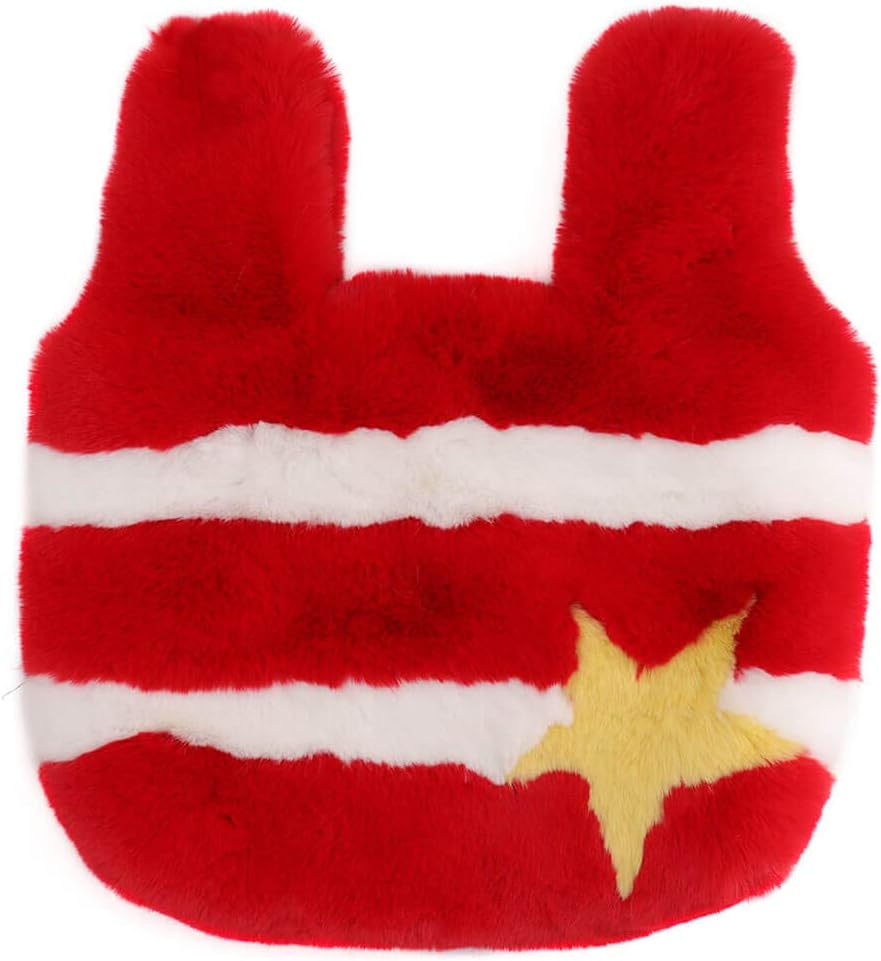 surell - Rainbow Faux Rex Rabbit Fur Shoulder Bag - LGBTQ+ Pride Tote - Cute Fluffy Soft Bag with Heart - Image 2