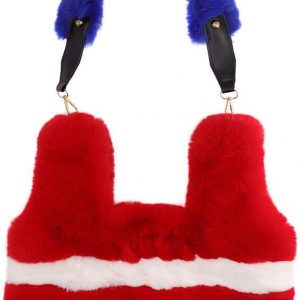 surell - Rainbow Faux Rex Rabbit Fur Shoulder Bag - LGBTQ+ Pride Tote - Cute Fluffy Soft Bag with Heart