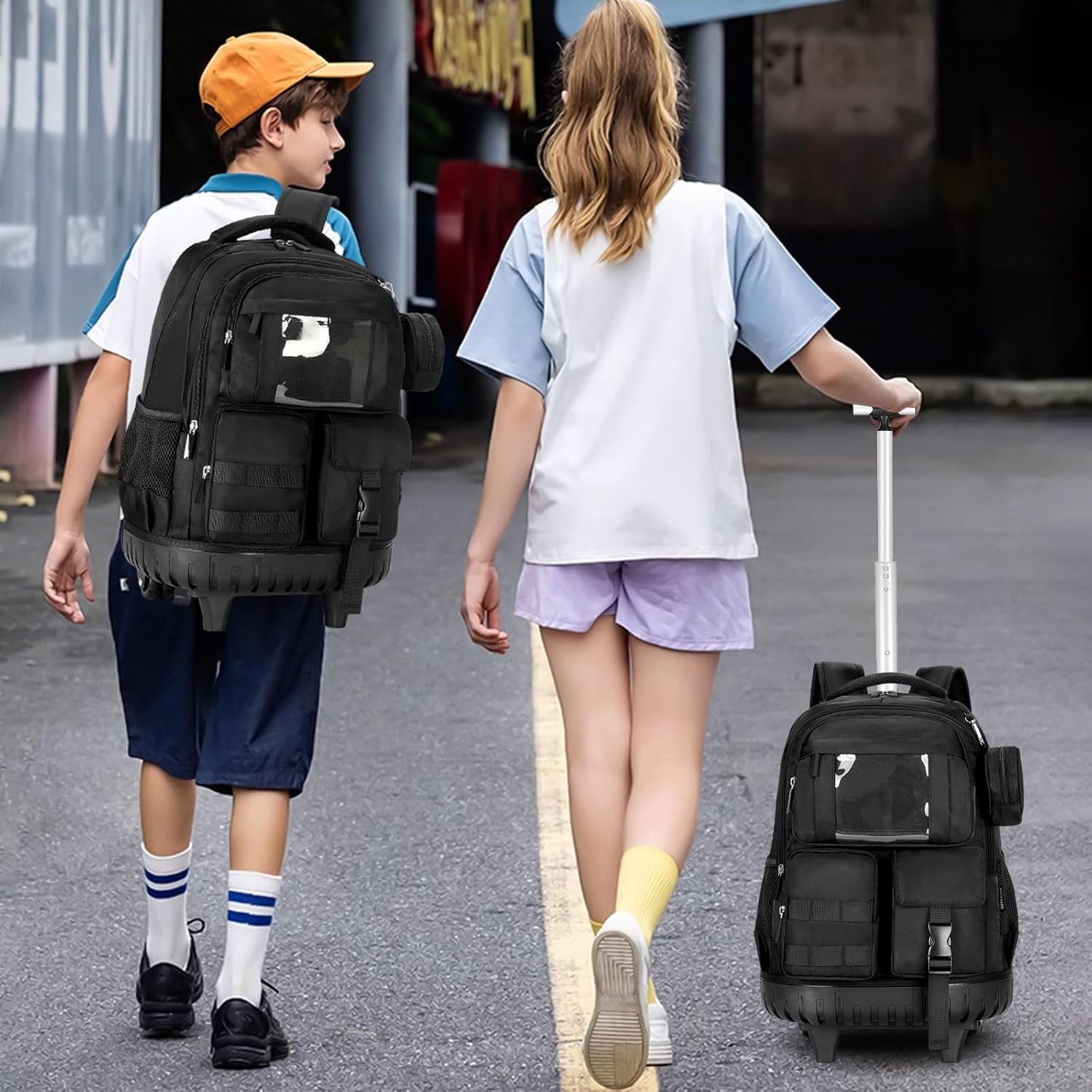 TOTEXISAP Boys Kids Rolling Backpack for Girls School, 21 Inch Rolling Bookbag Silent Wheeled, Water-Resistant Backpack with Wheels - Image 7