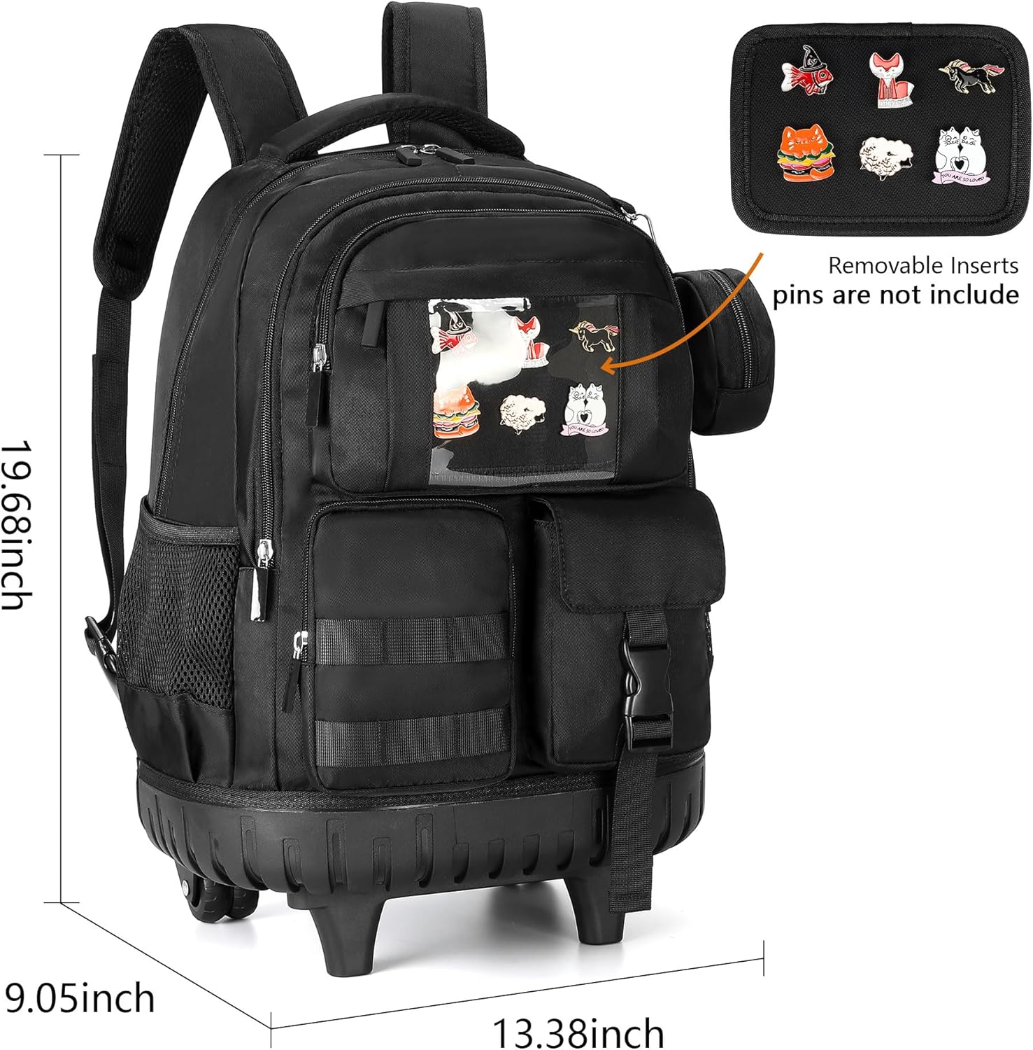 TOTEXISAP Boys Kids Rolling Backpack for Girls School, 21 Inch Rolling Bookbag Silent Wheeled, Water-Resistant Backpack with Wheels - Image 6