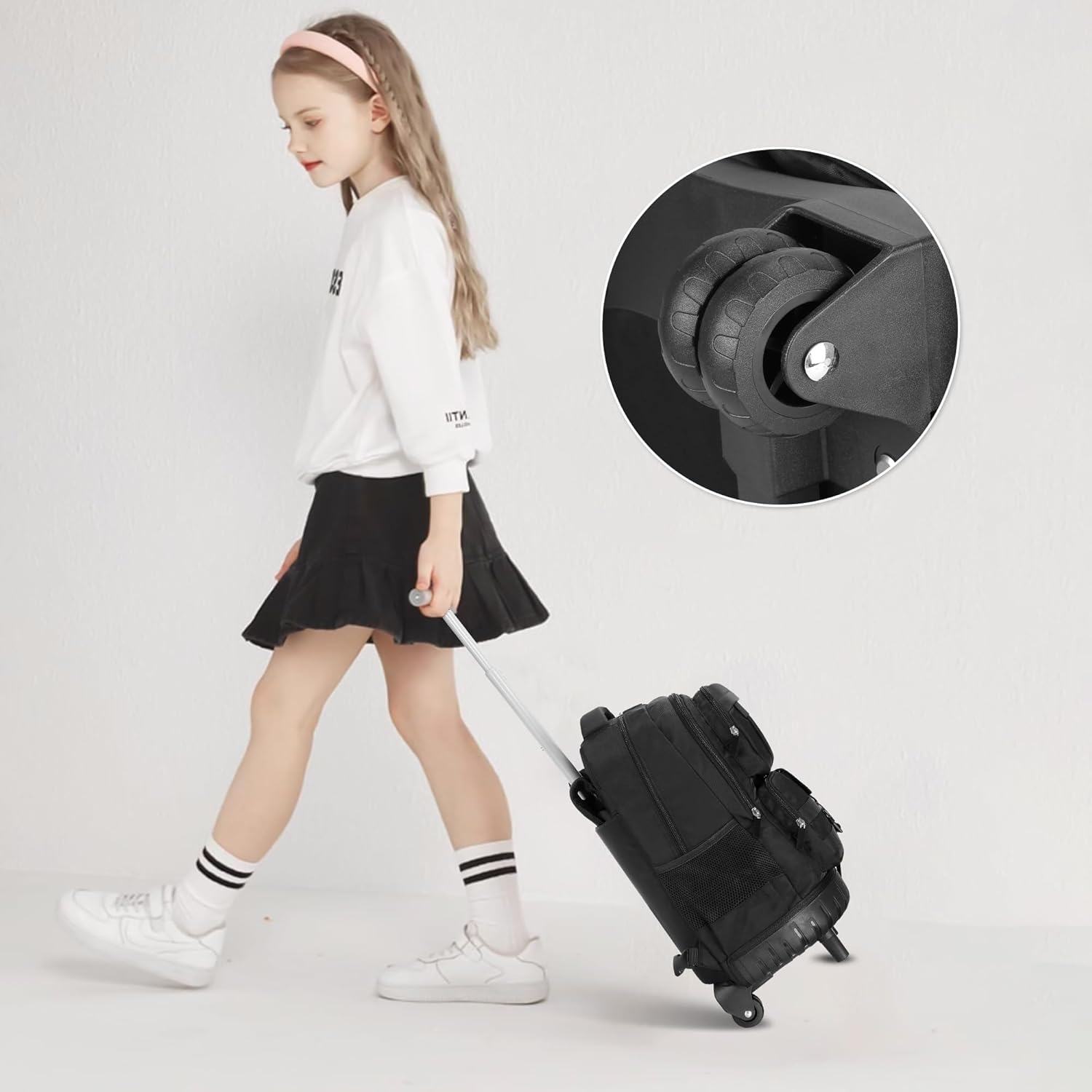 TOTEXISAP Boys Kids Rolling Backpack for Girls School, 21 Inch Rolling Bookbag Silent Wheeled, Water-Resistant Backpack with Wheels - Image 5