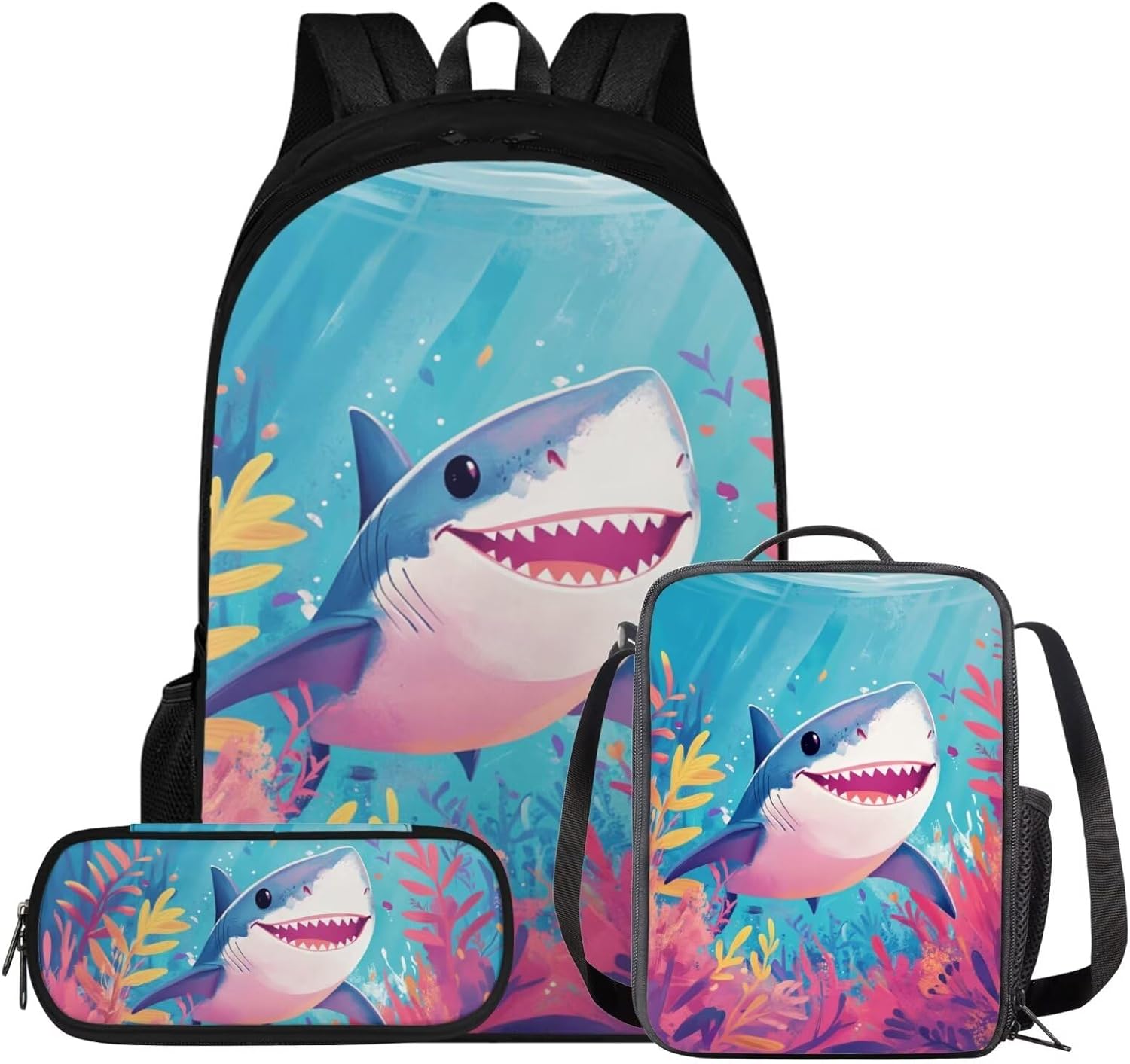 Viewamoon Kawaii Axolotl Backpack with Lunchbox Set Of 3 Y2K Bookbag Set for Kids Girls Large Capacity School Bag Set for Teen Elementary Preschool Middle School Shoulder Bag Laptop Shoulder Bag - Image 14