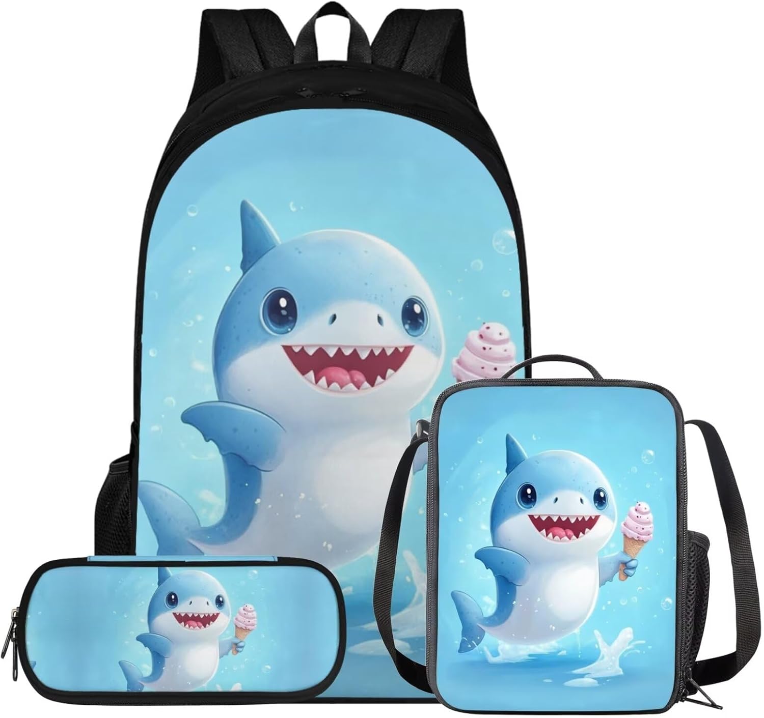 Viewamoon Kawaii Axolotl Backpack with Lunchbox Set Of 3 Y2K Bookbag Set for Kids Girls Large Capacity School Bag Set for Teen Elementary Preschool Middle School Shoulder Bag Laptop Shoulder Bag - Image 11
