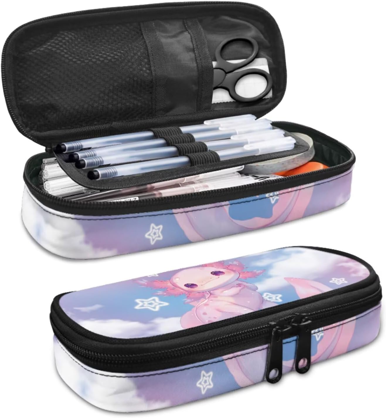 Viewamoon Kawaii Axolotl Backpack with Lunchbox Set Of 3 Y2K Bookbag Set for Kids Girls Large Capacity School Bag Set for Teen Elementary Preschool Middle School Shoulder Bag Laptop Shoulder Bag - Image 7