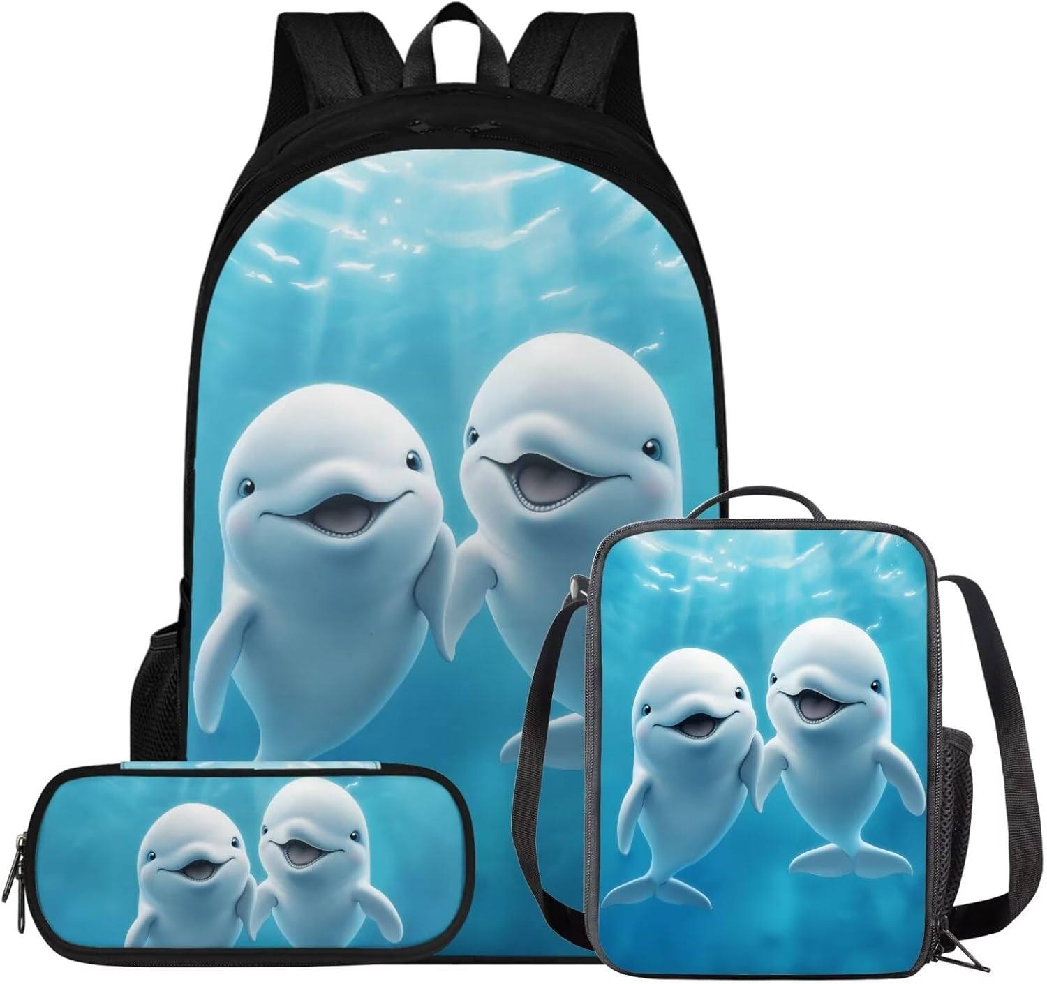 Viewamoon Kawaii Axolotl Backpack with Lunchbox Set Of 3 Y2K Bookbag Set for Kids Girls Large Capacity School Bag Set for Teen Elementary Preschool Middle School Shoulder Bag Laptop Shoulder Bag - Image 20