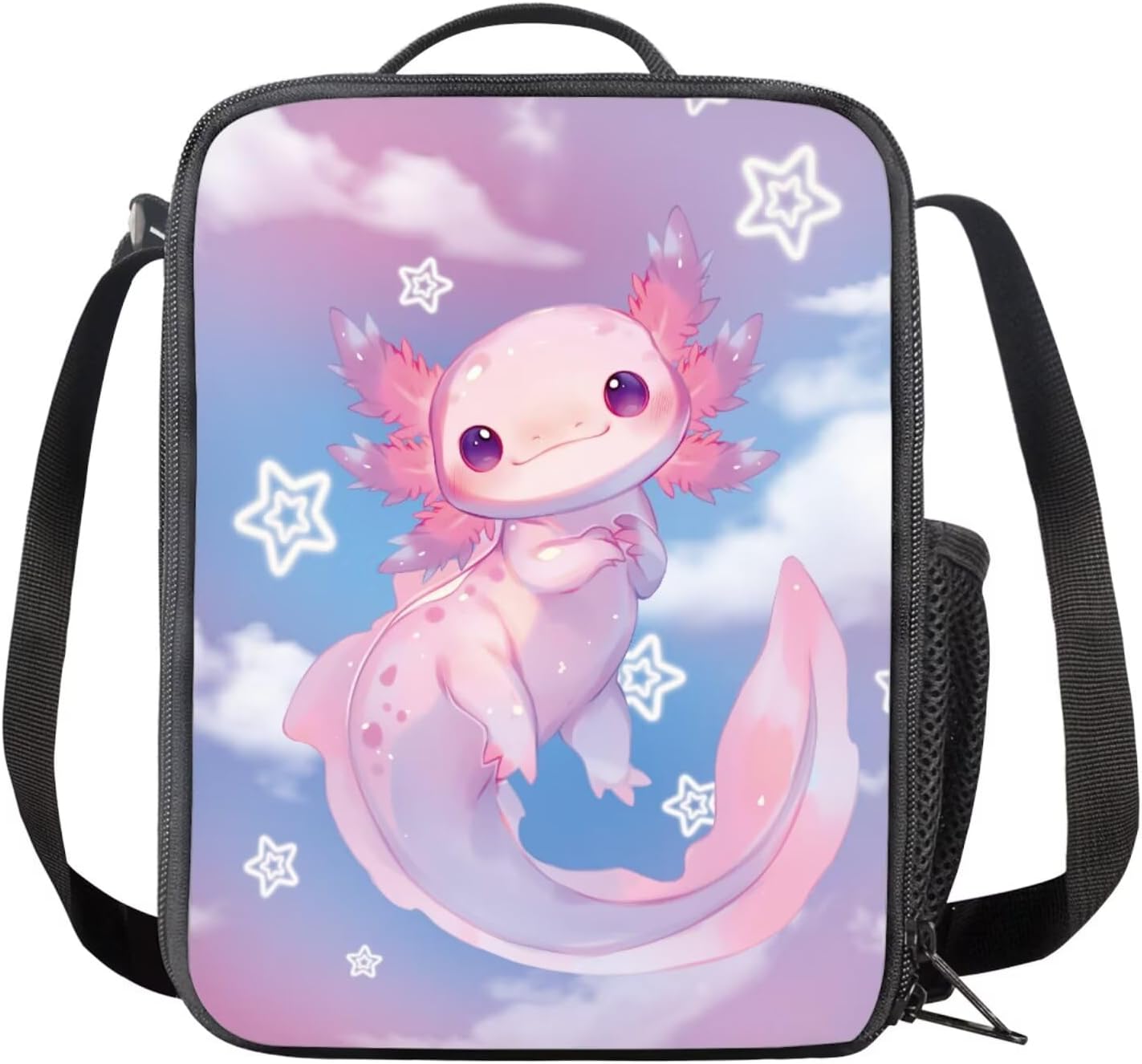 Viewamoon Kawaii Axolotl Backpack with Lunchbox Set Of 3 Y2K Bookbag Set for Kids Girls Large Capacity School Bag Set for Teen Elementary Preschool Middle School Shoulder Bag Laptop Shoulder Bag - Image 8