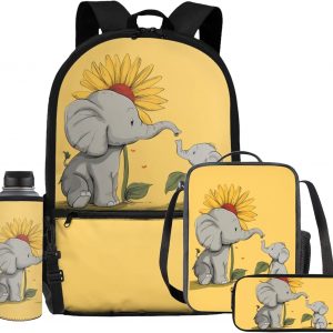 Watdotory Elephant School Backpack for Boys 6-8\/9-12 Backpacks with Lunch Bag,Pencil Case,Water Bottle Holder Kids Schoolbag Middle School Student Book Bag 7th Grade\/8th Grade Kawaii Daycare Bags