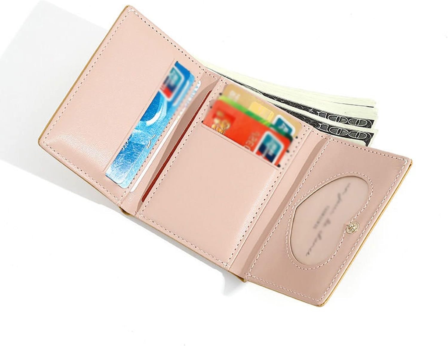 Womens wallet Wallets Women Floral Appliques Sweet Kawaii Card Holder Girls Purse Korean Style Money Bag Fashion Stylish Mini Wallet Ulzzang(Blue) - Image 5