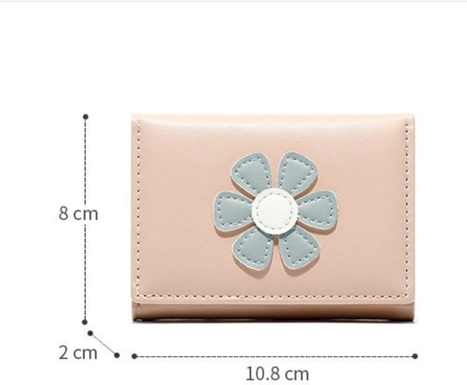 Womens wallet Wallets Women Floral Appliques Sweet Kawaii Card Holder Girls Purse Korean Style Money Bag Fashion Stylish Mini Wallet Ulzzang(Blue) - Image 3