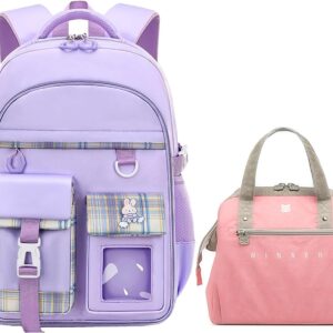 WYCY School Backpacks for Girls Kawaii Backpack with Lunch Box Big Capacity Kids School Bag for Girls 6-12 Years Old