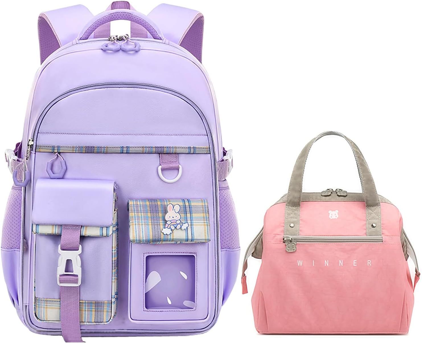 WYCY School Backpacks for Girls Kawaii Backpack with Lunch Box Big Capacity Kids School Bag for Girls 6-12 Years Old