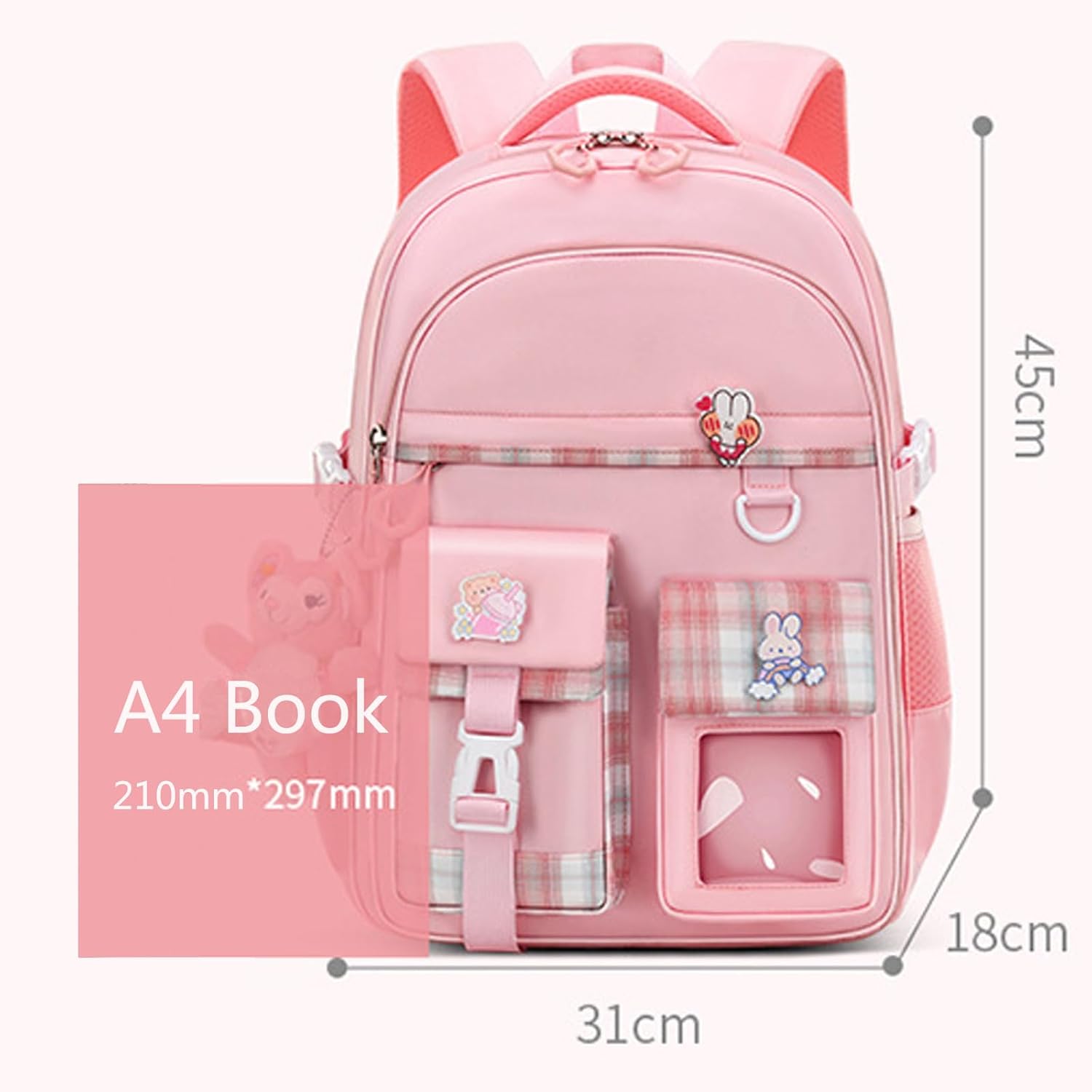WYCY School Backpacks for Girls Kawaii Backpack with Lunch Box Big Capacity Kids School Bag for Girls 6-12 Years Old - Image 2