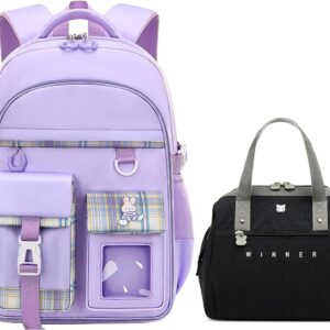 WYCY School Backpacks for Girls Kawaii Backpack with Lunch Box Big Capacity Kids School Bag for Girls 6-12 Years Old