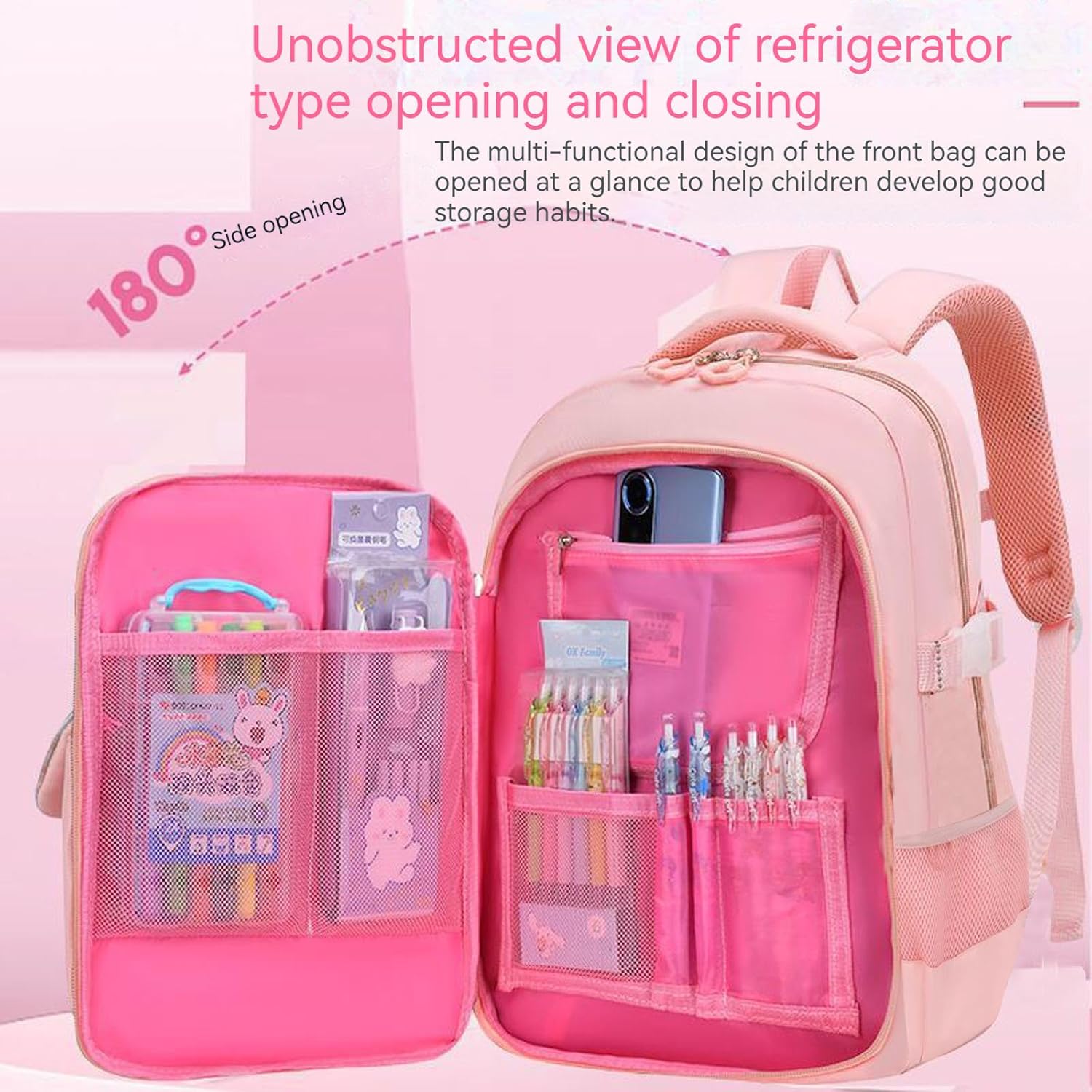 WYCY School Backpacks for Girls Kawaii Backpack with Lunch Box Big Capacity Kids School Bag for Girls 6-12 Years Old - Image 4