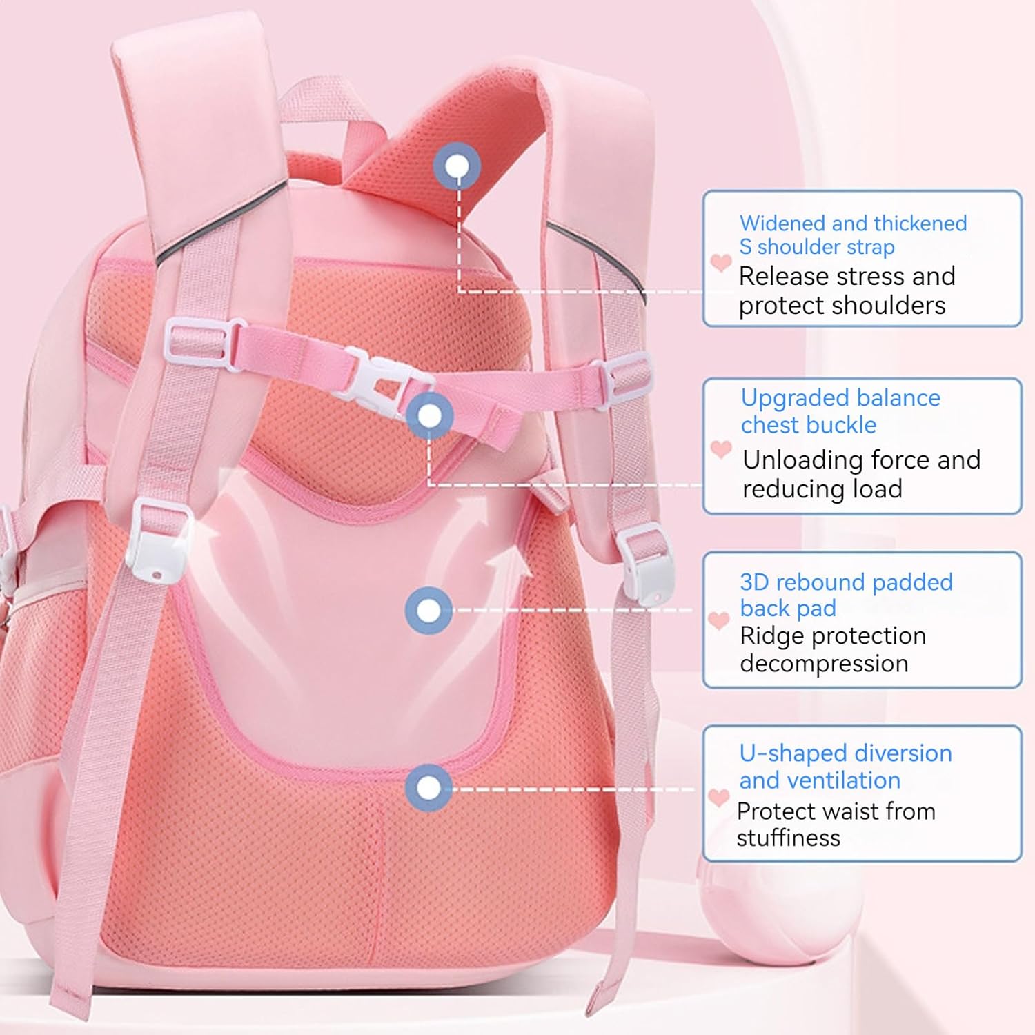 WYCY School Backpacks for Girls Kawaii Backpack with Lunch Box Big Capacity Kids School Bag for Girls 6-12 Years Old - Image 5