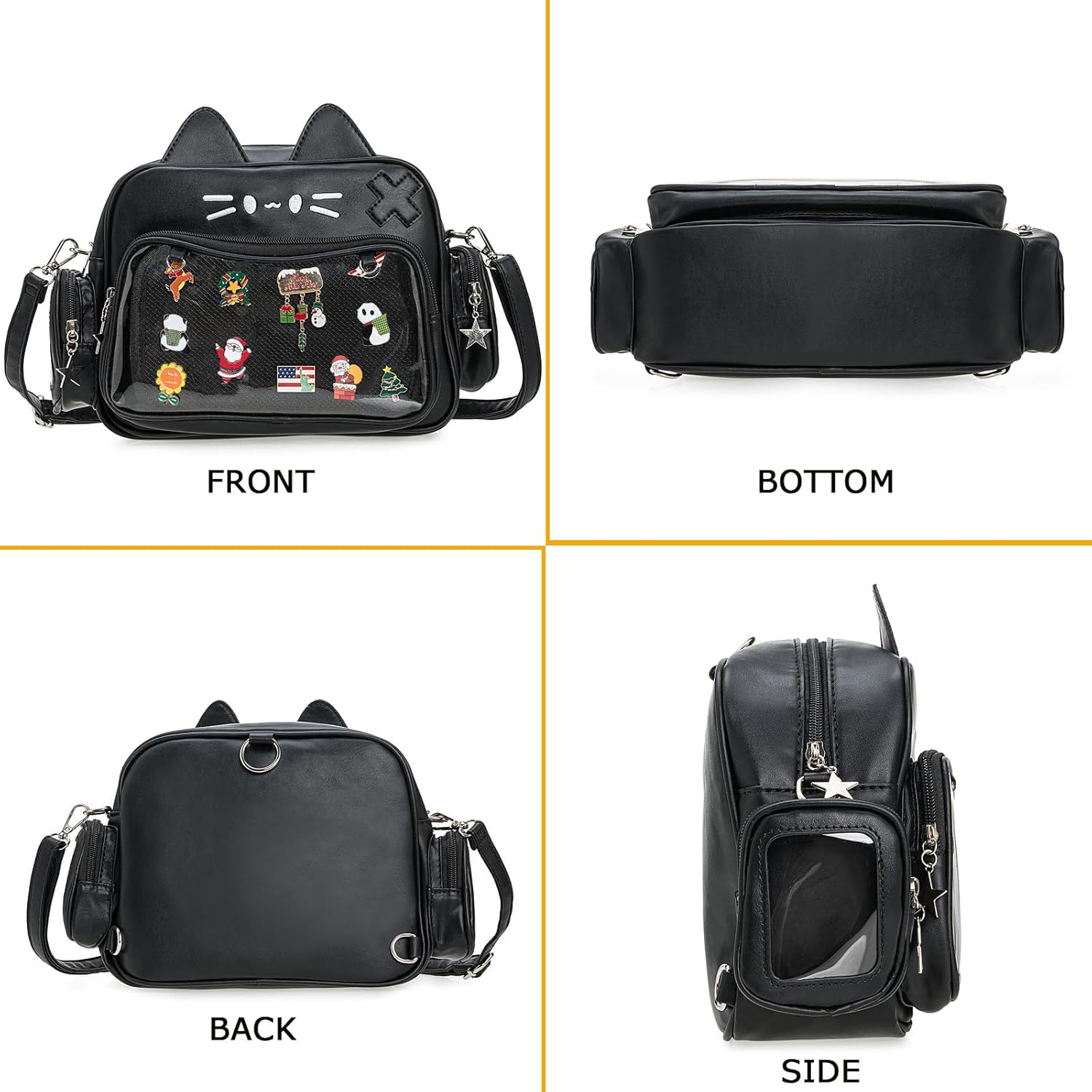 ZAROXOXS Kawaii Ita Bag Backpack Crossbody Bag Shoulder Bags i##e##s: Cat ^^ Multi-Purpose ^^ Pin Display ^^ with Insert :i##e##s - Image 3